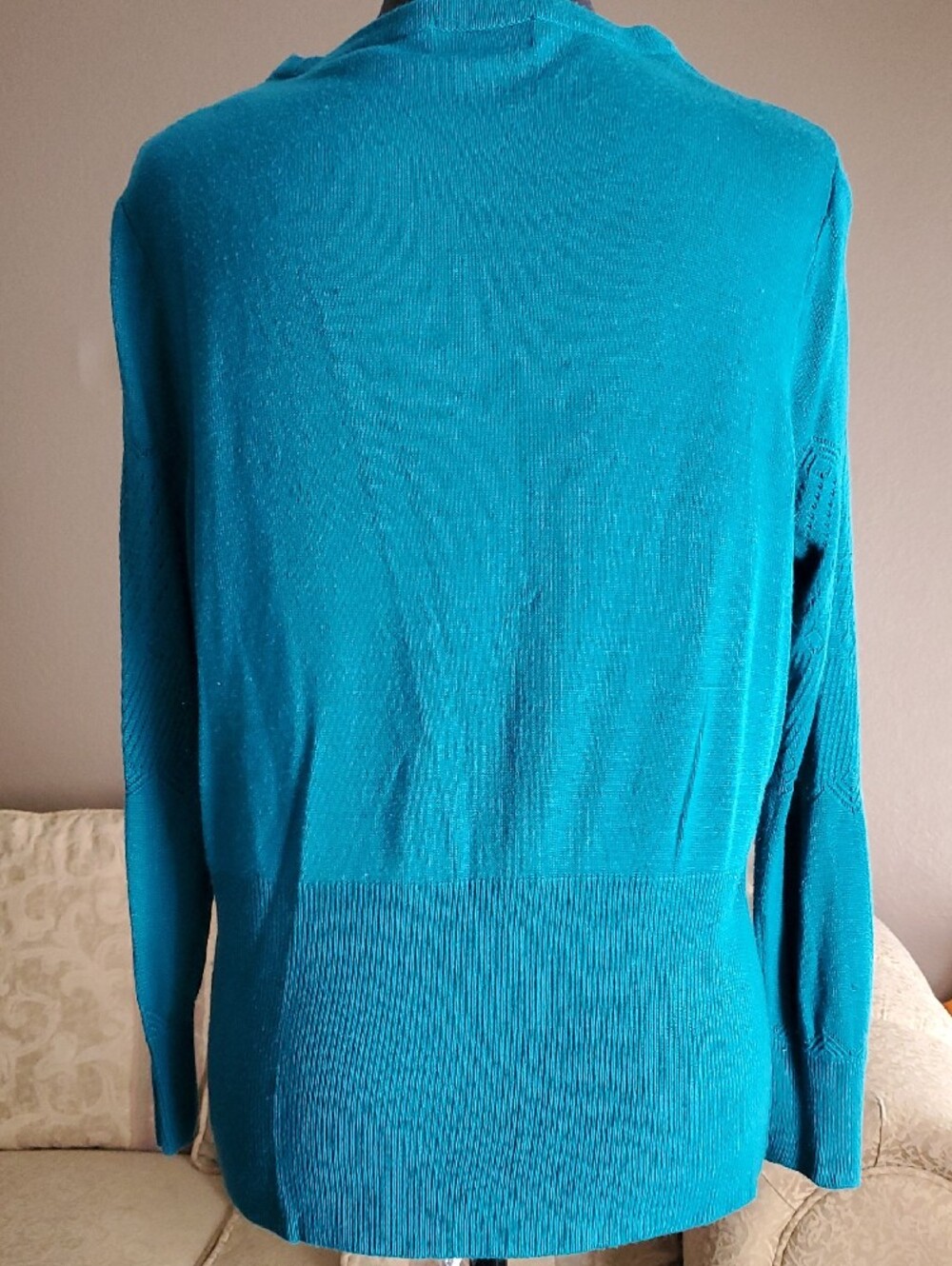 Joseph A Teal V-Neck Button-Front Sweater - Picture 3 of 4